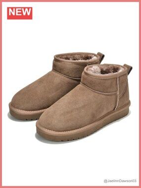 Genuine Leather Womens Ankle Boots Water-Resistant Faux Fur Lined Winter Booties